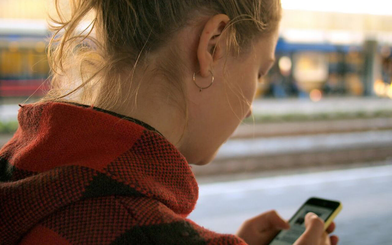 Woman looking at her phone