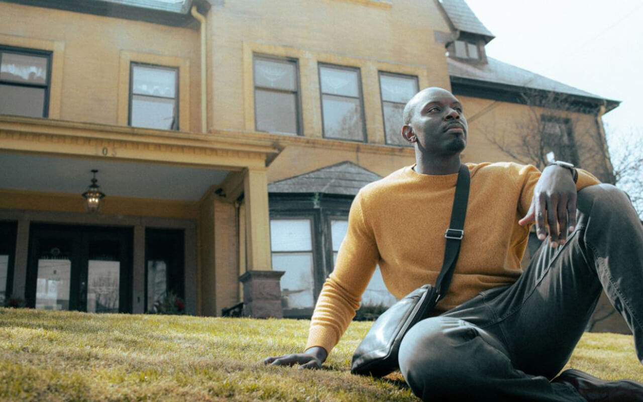 Man lounging on grass