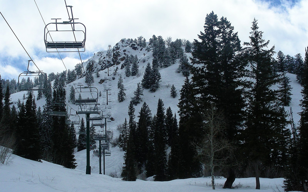 View of Paradise quad chair at Powder Mountain ski resort