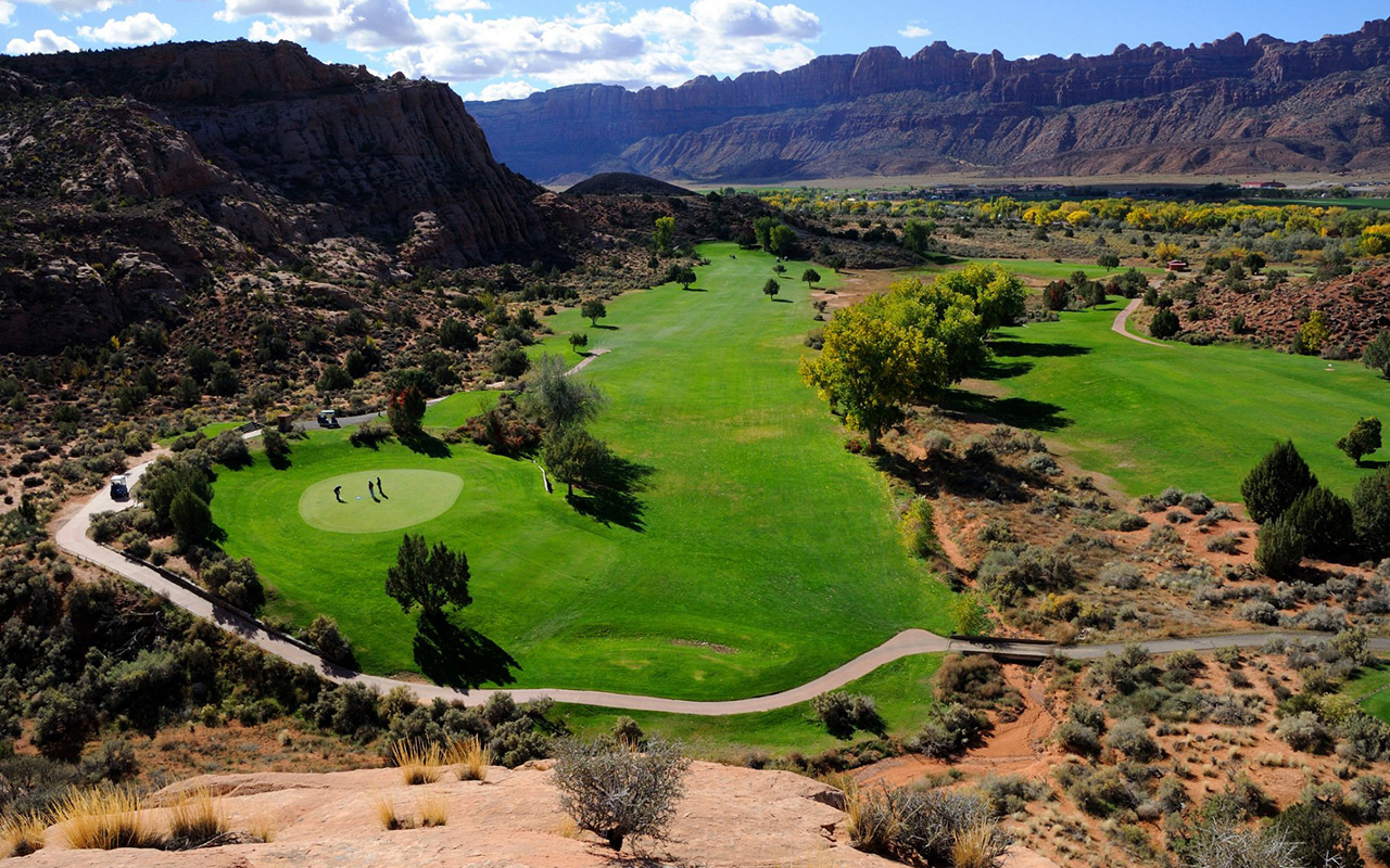 Overlooking the 4th green in Moab, Utah.