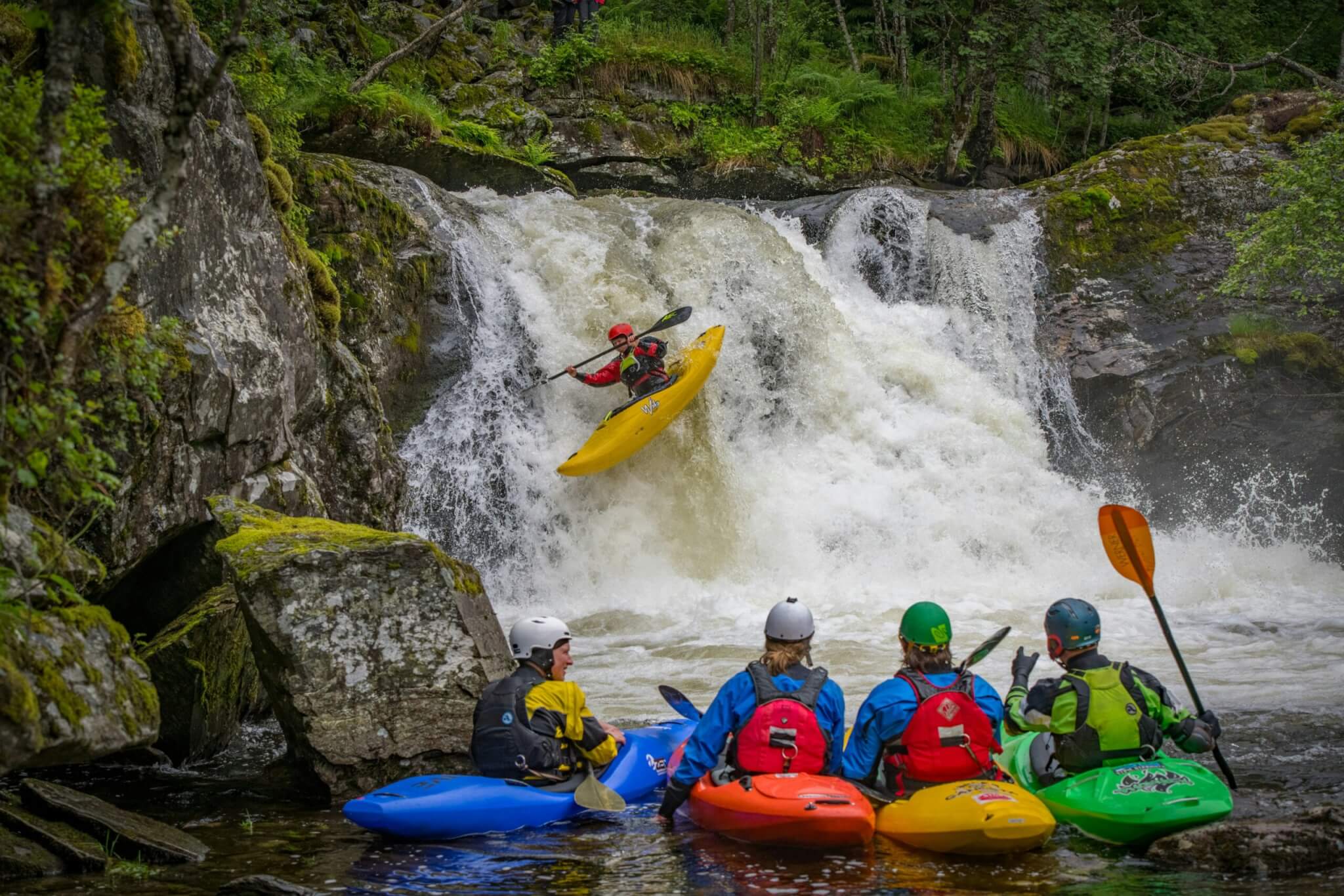 people kayaking