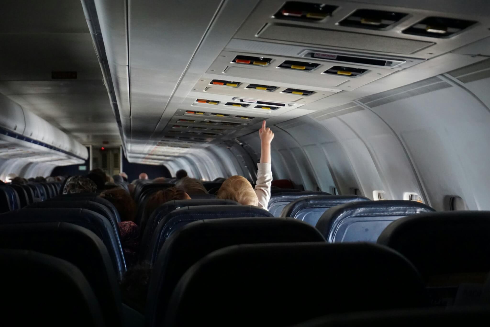 kid on an airplane