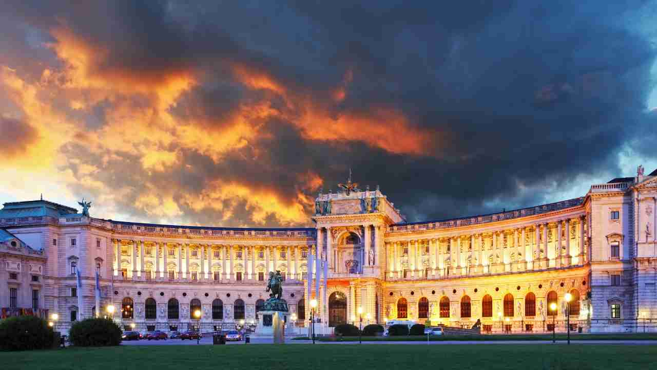 the royal palace at dusk in vienna, austria