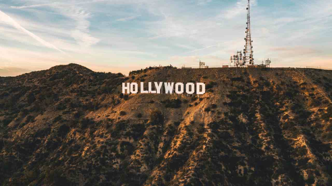 aerial view of hollywood sign in los angeles, california - hollywood stock videos & royalty-free footage