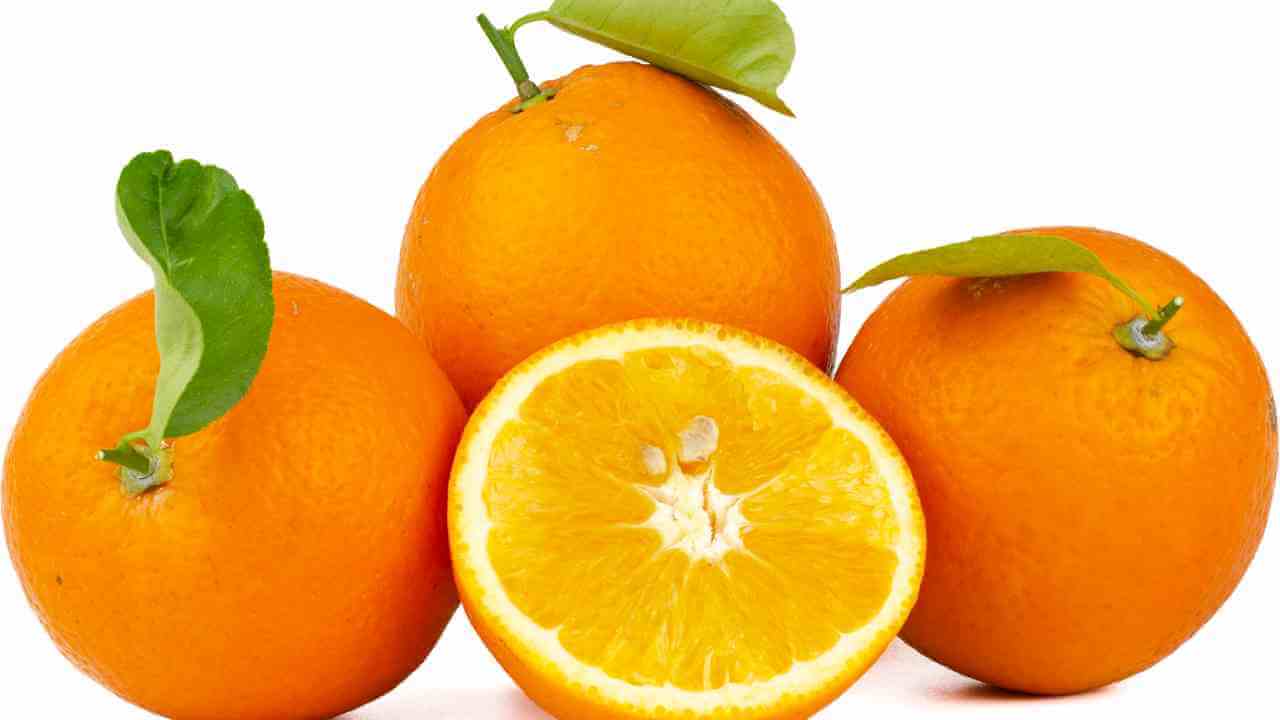 a group of oranges on a white background