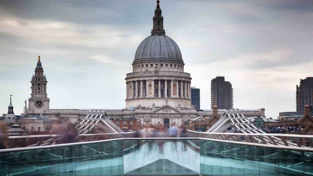 St Paul's Cathedral and Millennium Bridge in London, England - time lapse stock videos & royalty-free footage