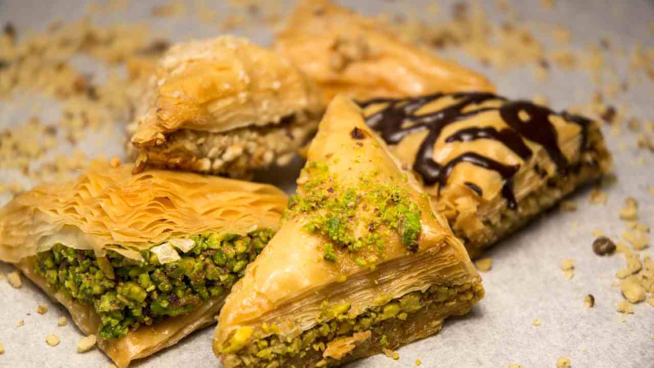 several pieces of baklava sitting on top of each other