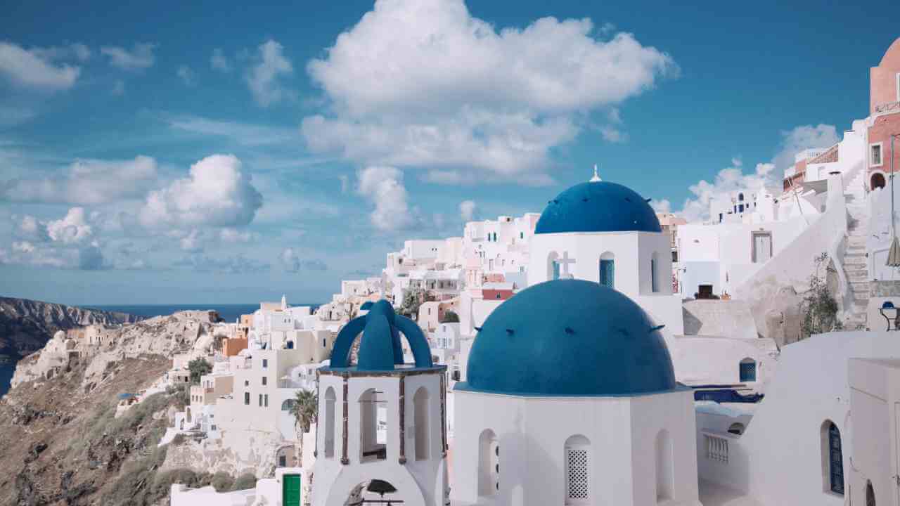 santorini, greece - blue domes stock videos & royalty-free footage