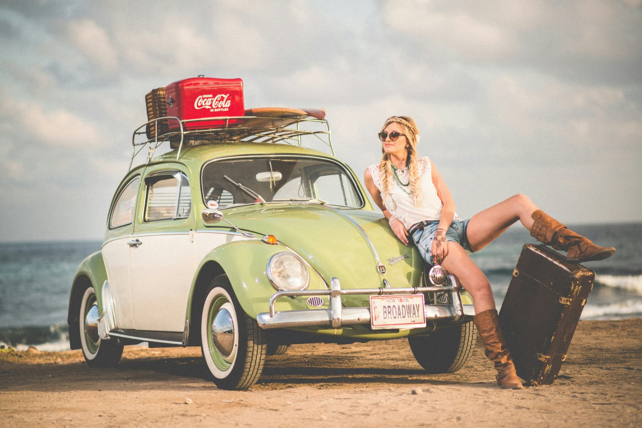 girl with vintage suitcase