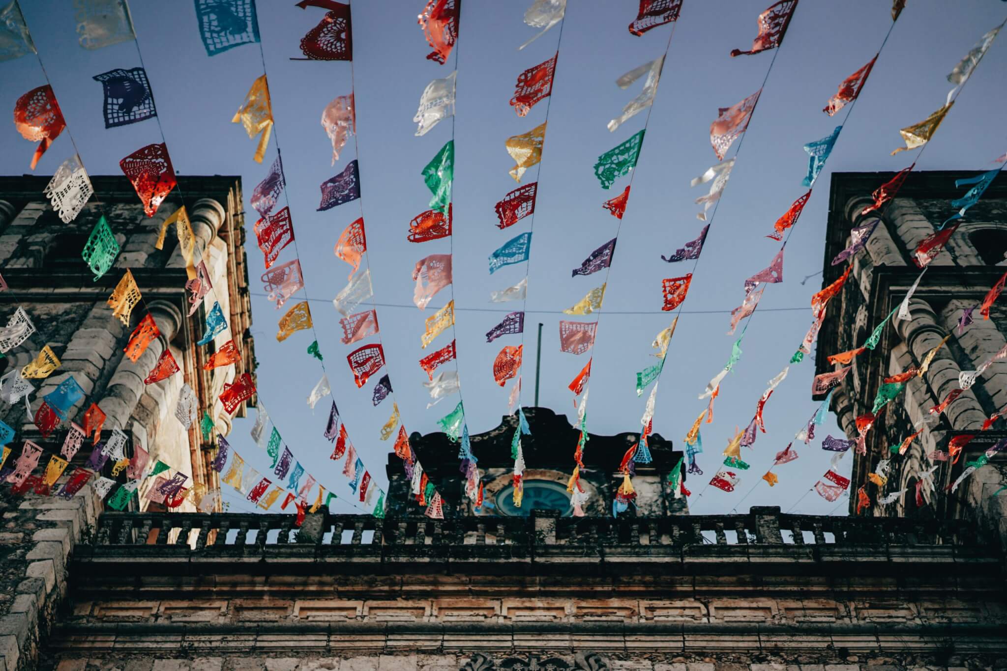 flags hanging in mexico