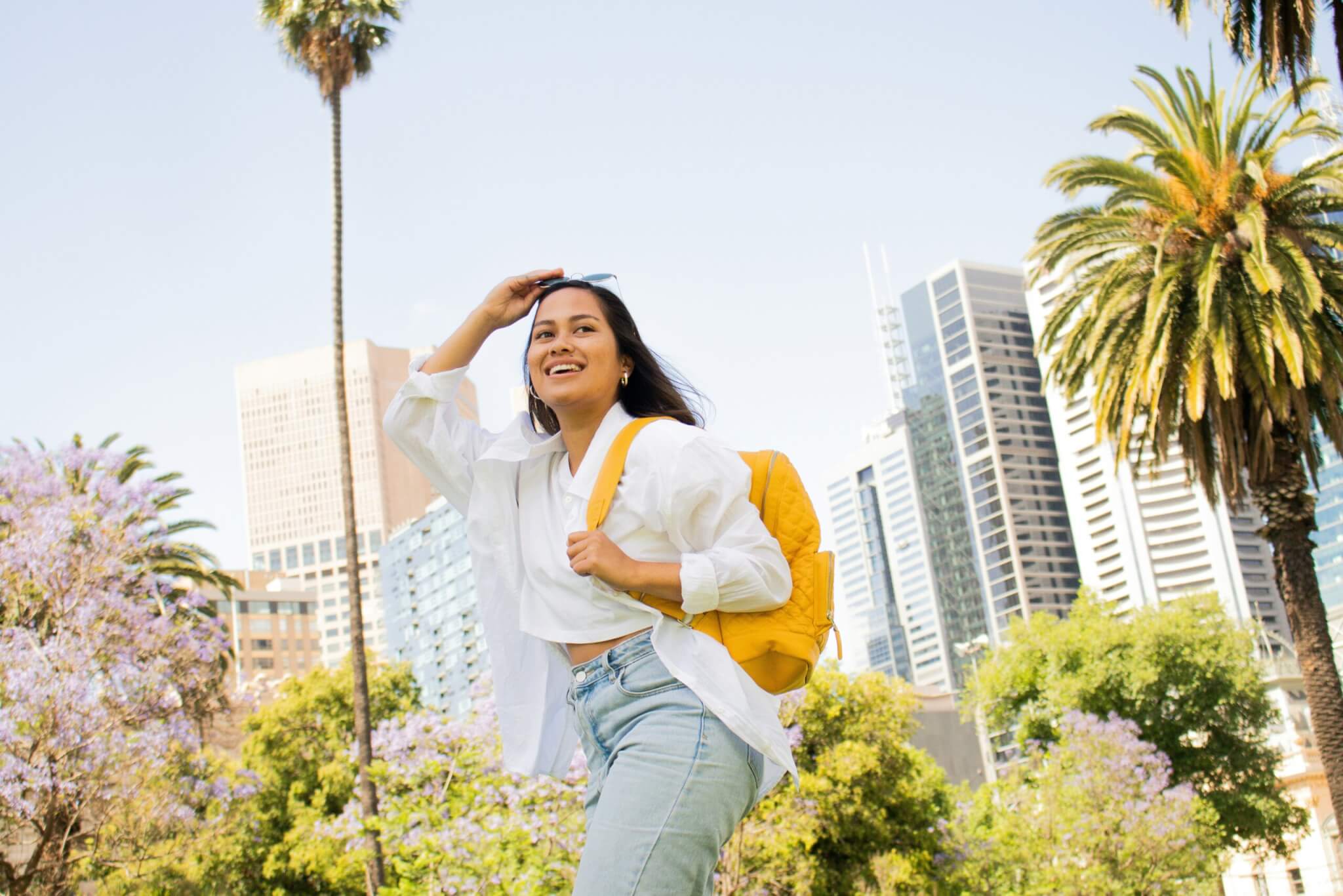 girl wearing a backpack