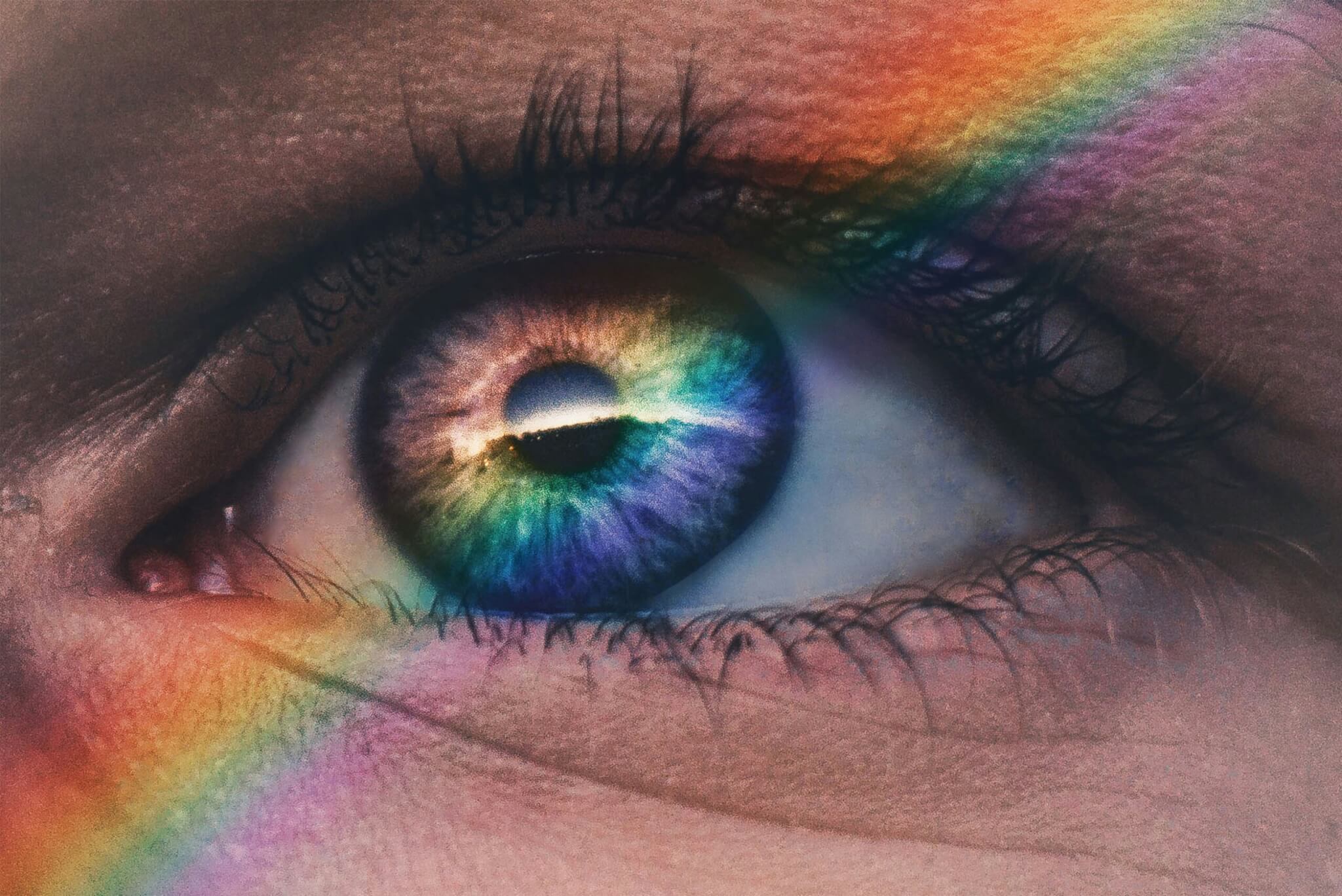 rainbow over an eye