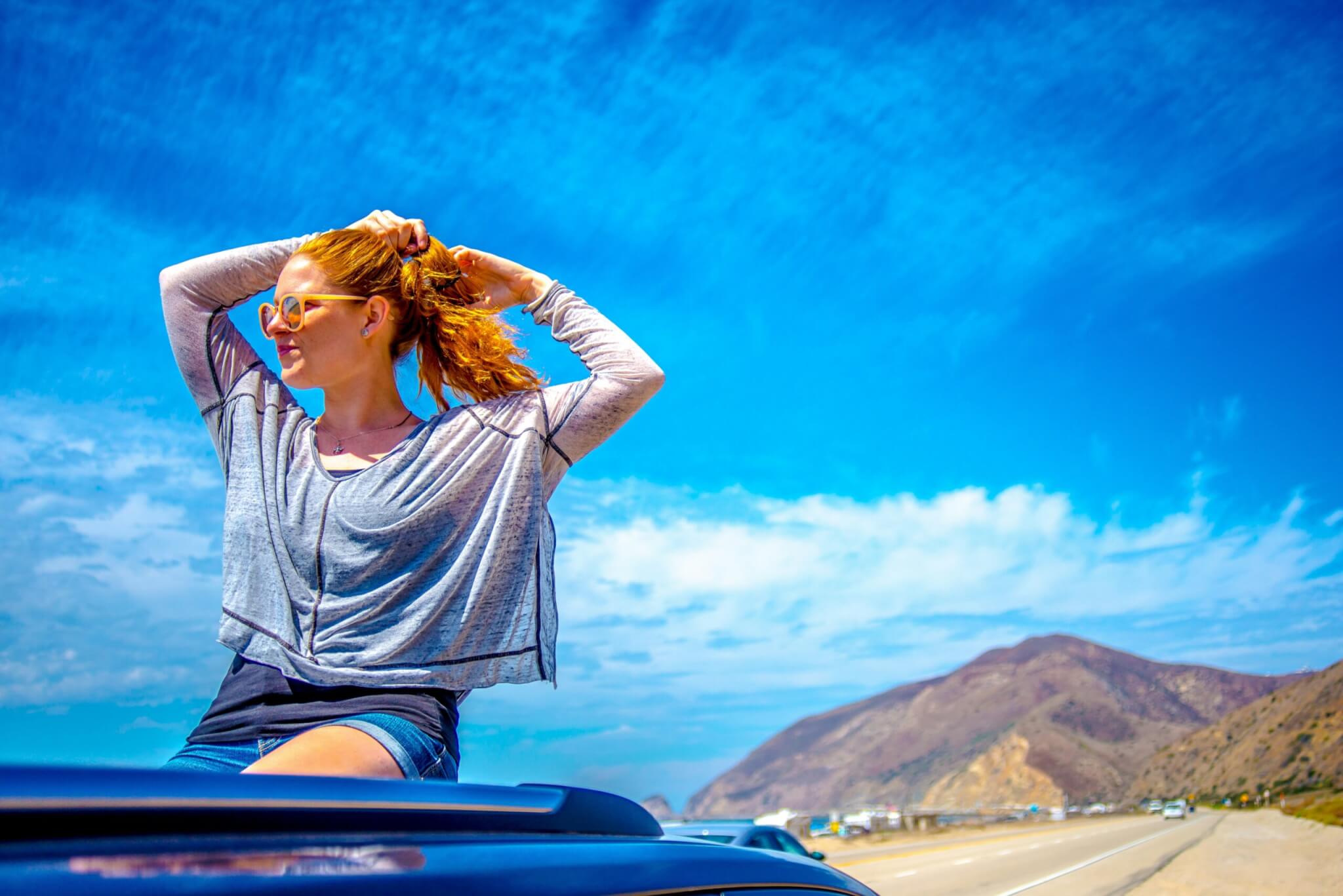 girl on a car