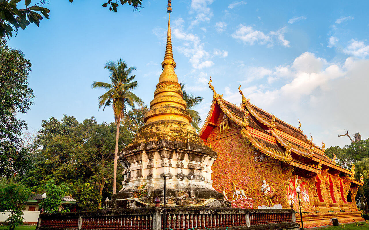 Gold pagoda in Wat Phra That Lampang Luang, Lampang, Thailand