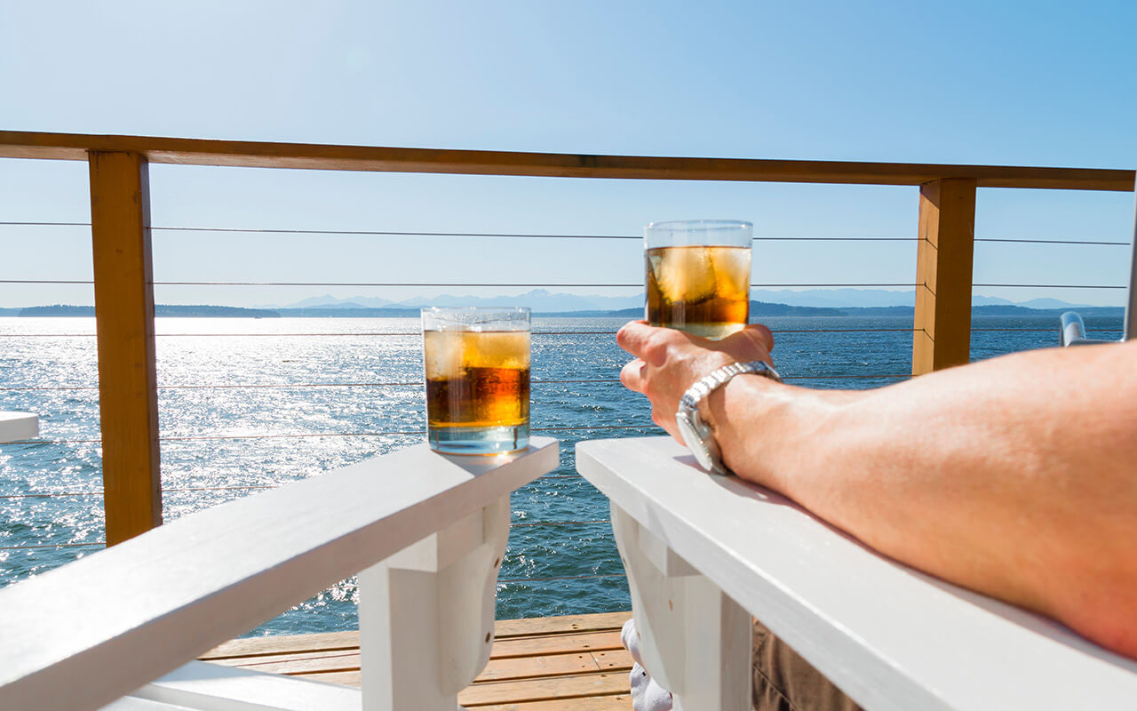 Man drinking on a cruise