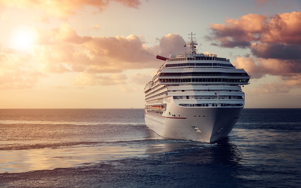 Cruise ship during sunset