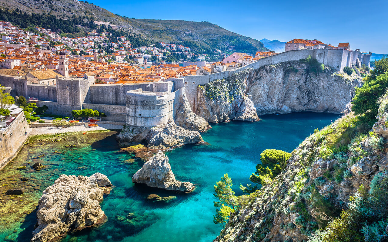 Dubrovnik landscape. / Aerial view at famous european travel destination in Croatia, Dubrovnik old town.