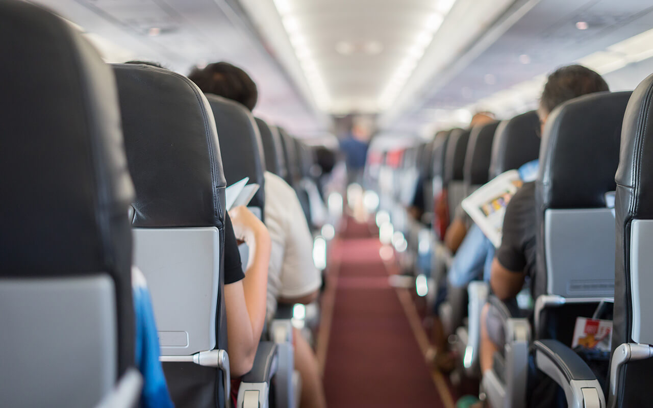 Interior of an airplane