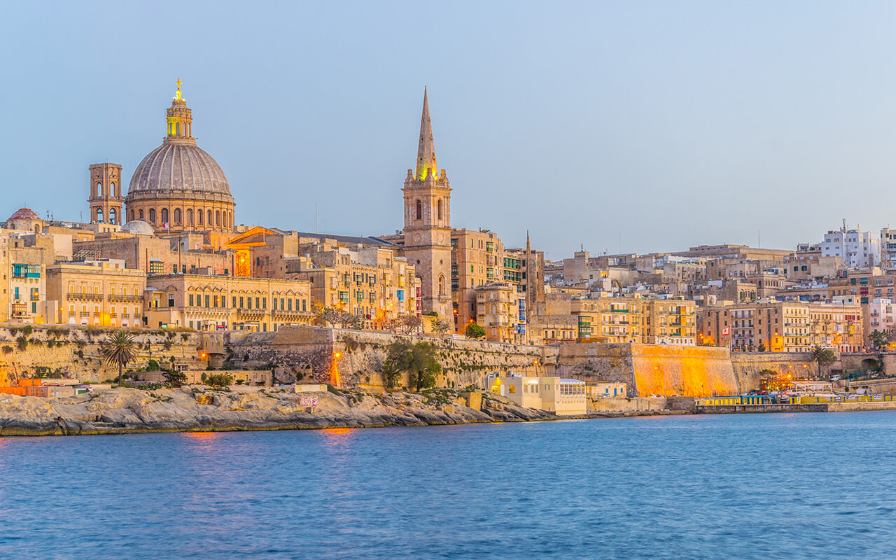 Skyline of Valleta during sunset, Malta