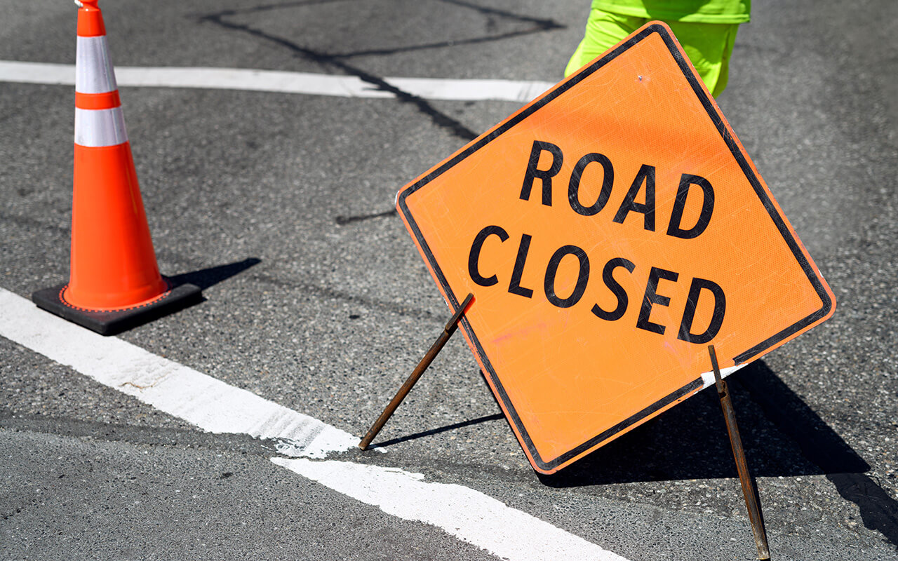 Road Closed sign