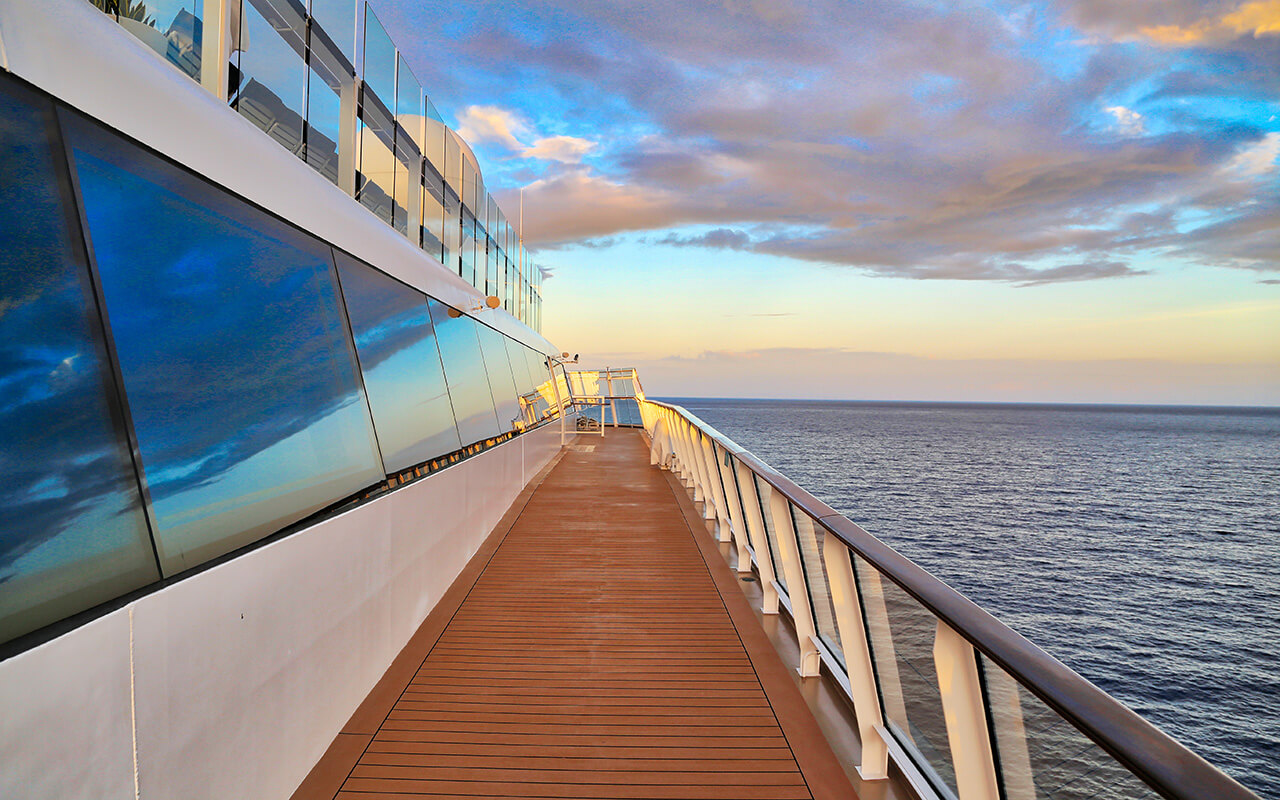 Walking path on a cruise ship