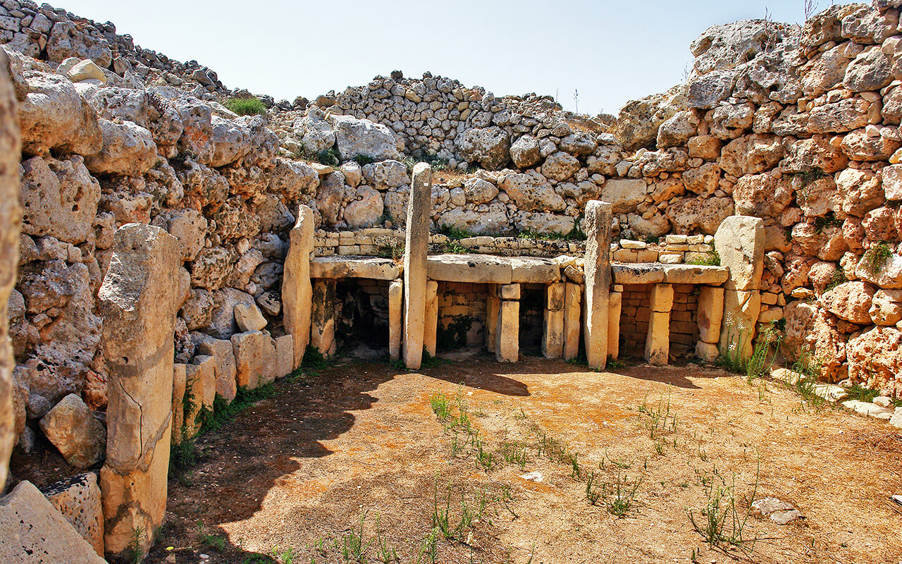 Ġgantija - megalithic temple complex from the Neolithic on island of Gozo in Malta