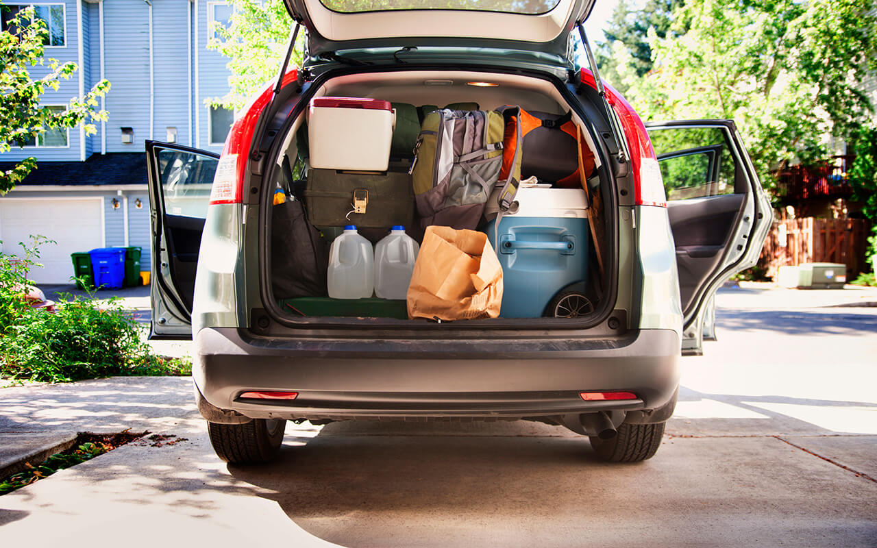 Car packed for long trip