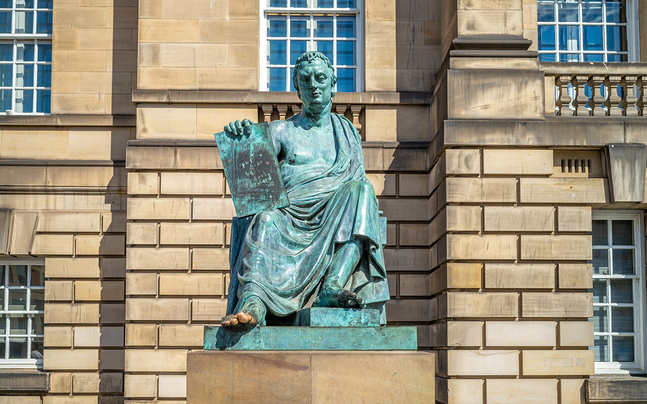 Statue of David Hume, on Royal Mile in Edinburgh