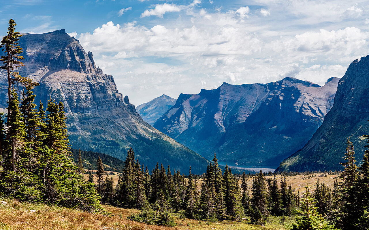 A view from Hidden Lake Trail in Glacier National Park, Montana, USA