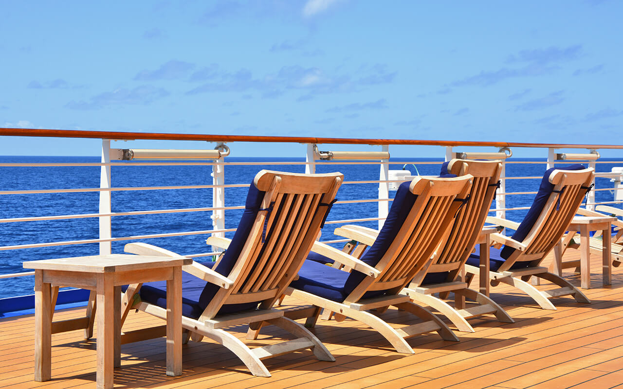 Lounge chairs on a cruise