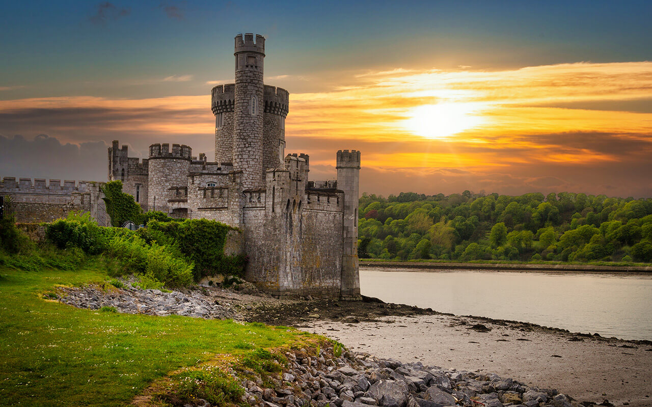 Blackrock Castle and observarory in Cork at sunset, Ireland