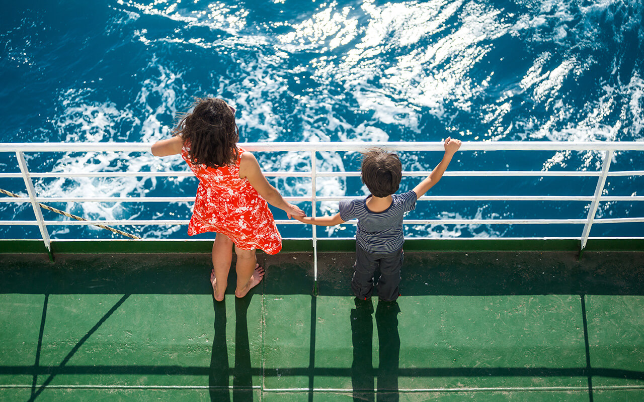 Kids aboard a cruise ship