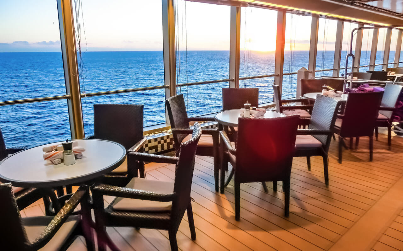 Restaurant seating on a cruise