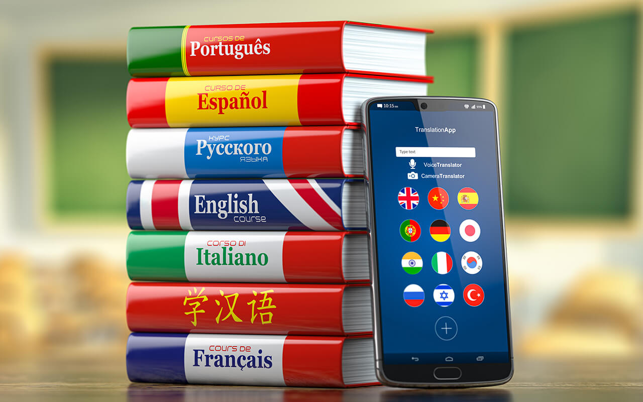 Translation app and language books