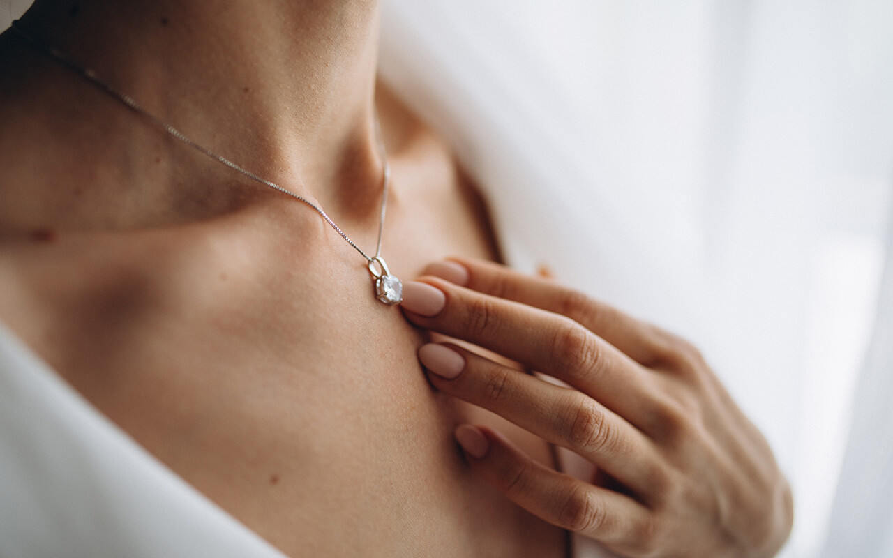 Woman wearing a necklace