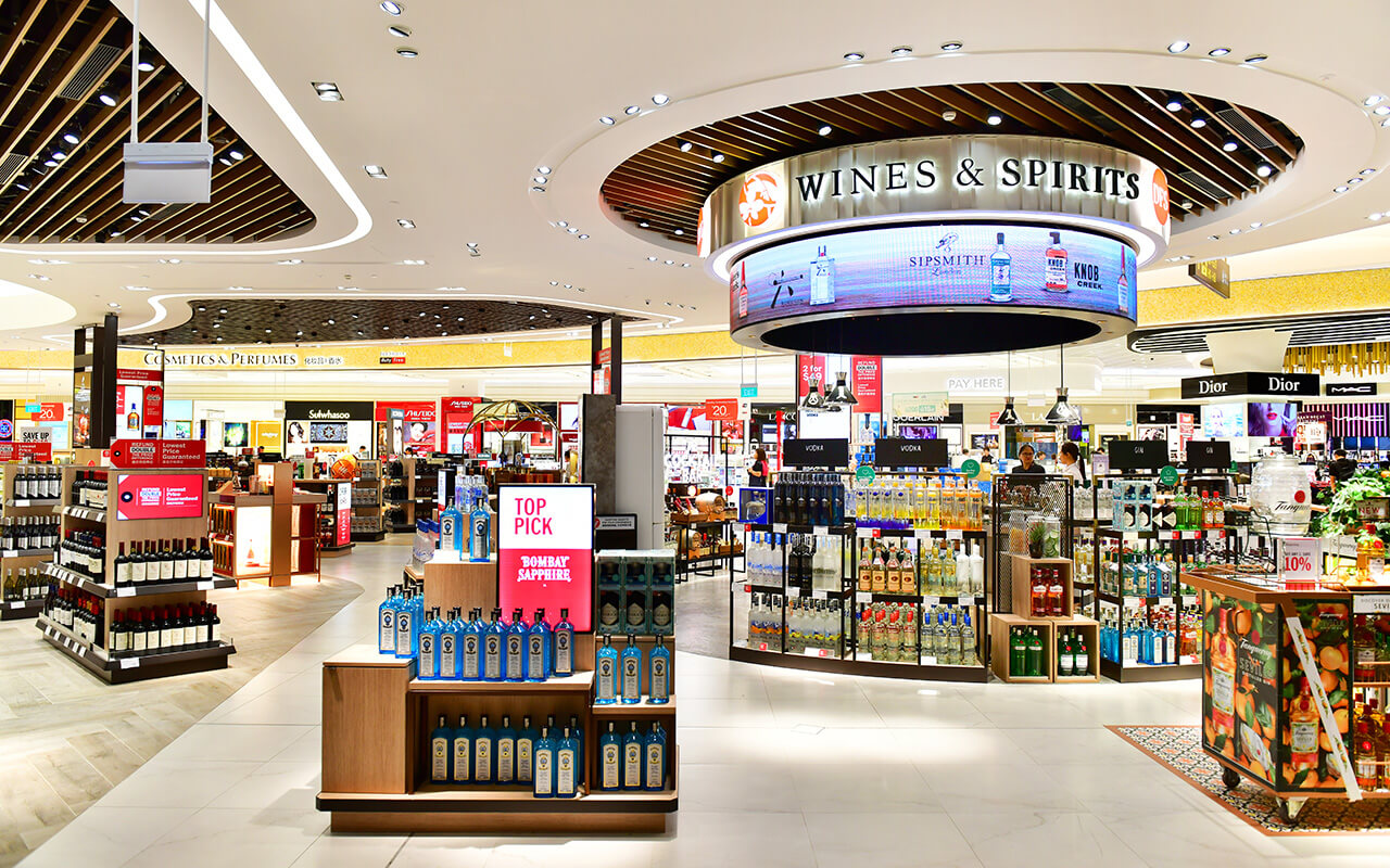 Wines and spirits shop at an airport