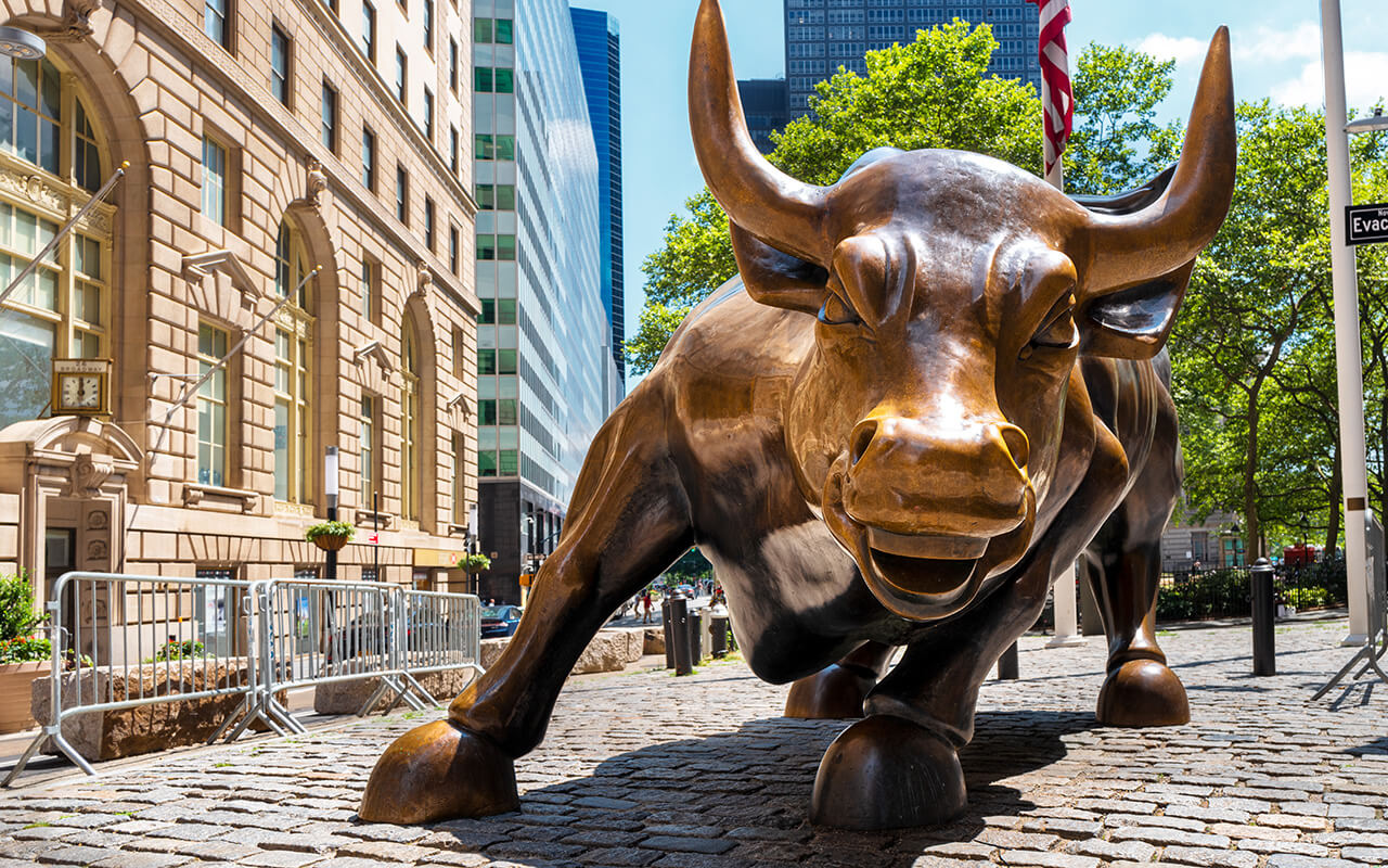 The Charging Bull symbolizing New York's financial industry.