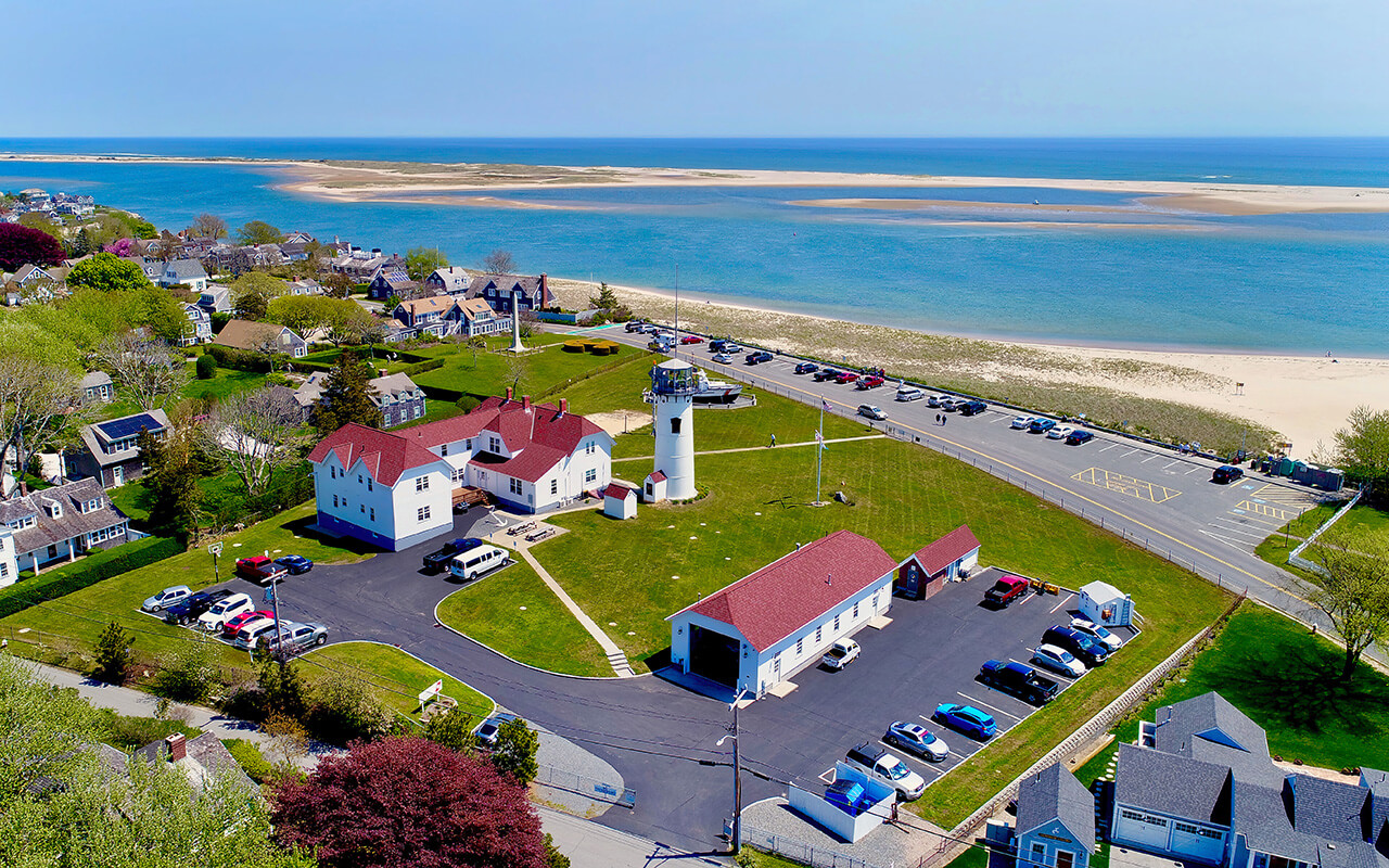 Lighthouse and Coast Guard Station Aerial at Chatham, Cape Cod