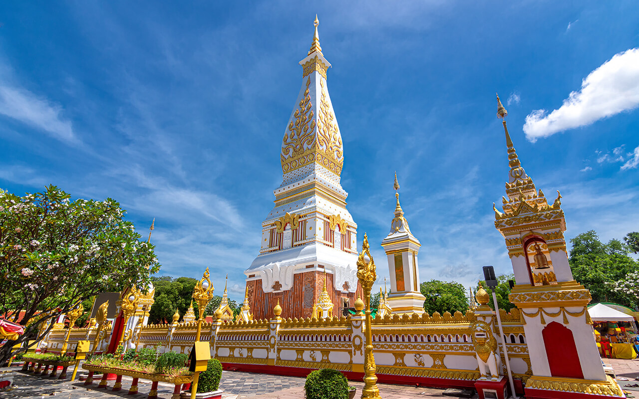 Phanom Pagoda of Phra That Phanom temple in That Phanom District, Nakhon Phanom, Thailand.