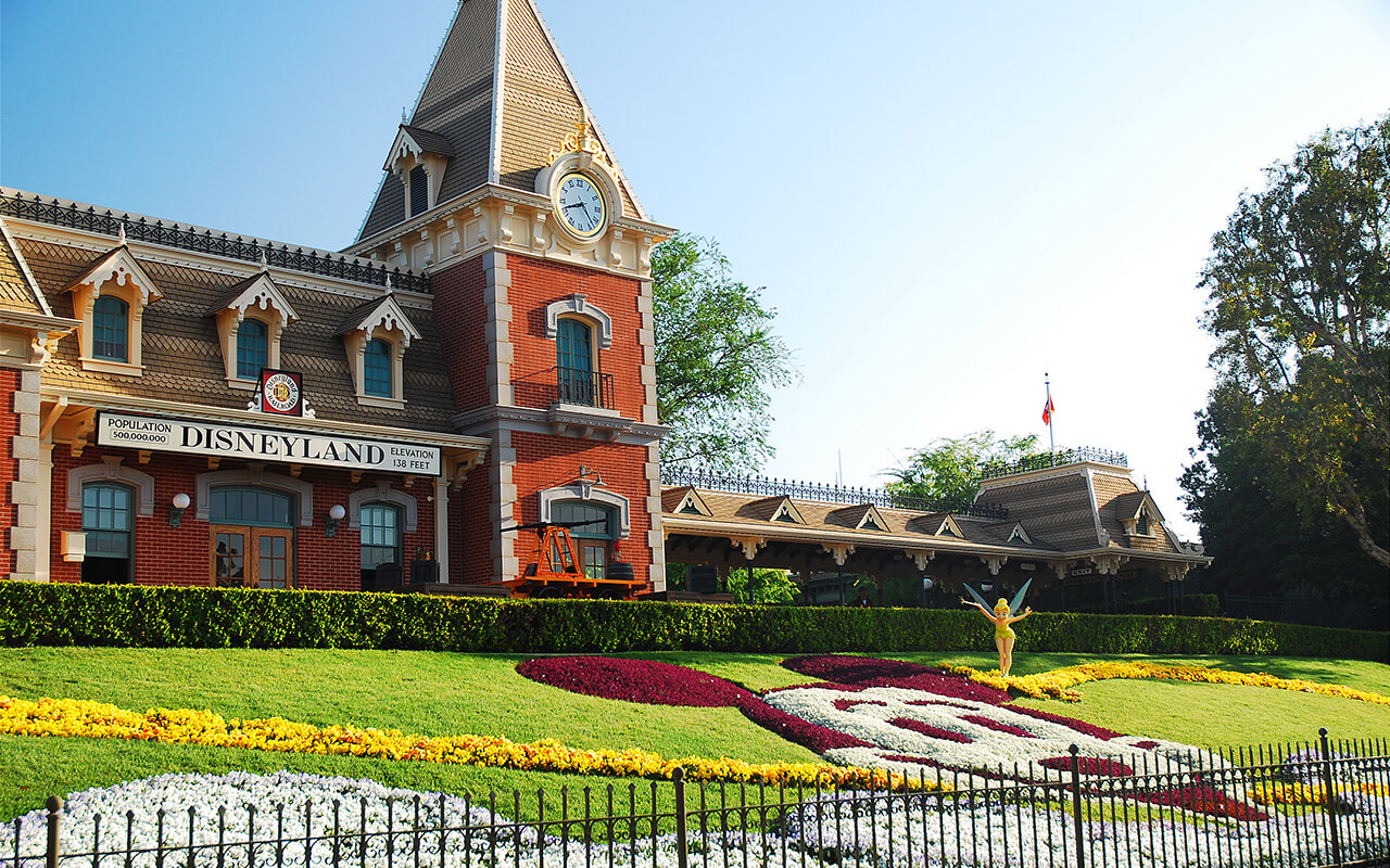 Disneyland train station and entrance to the park