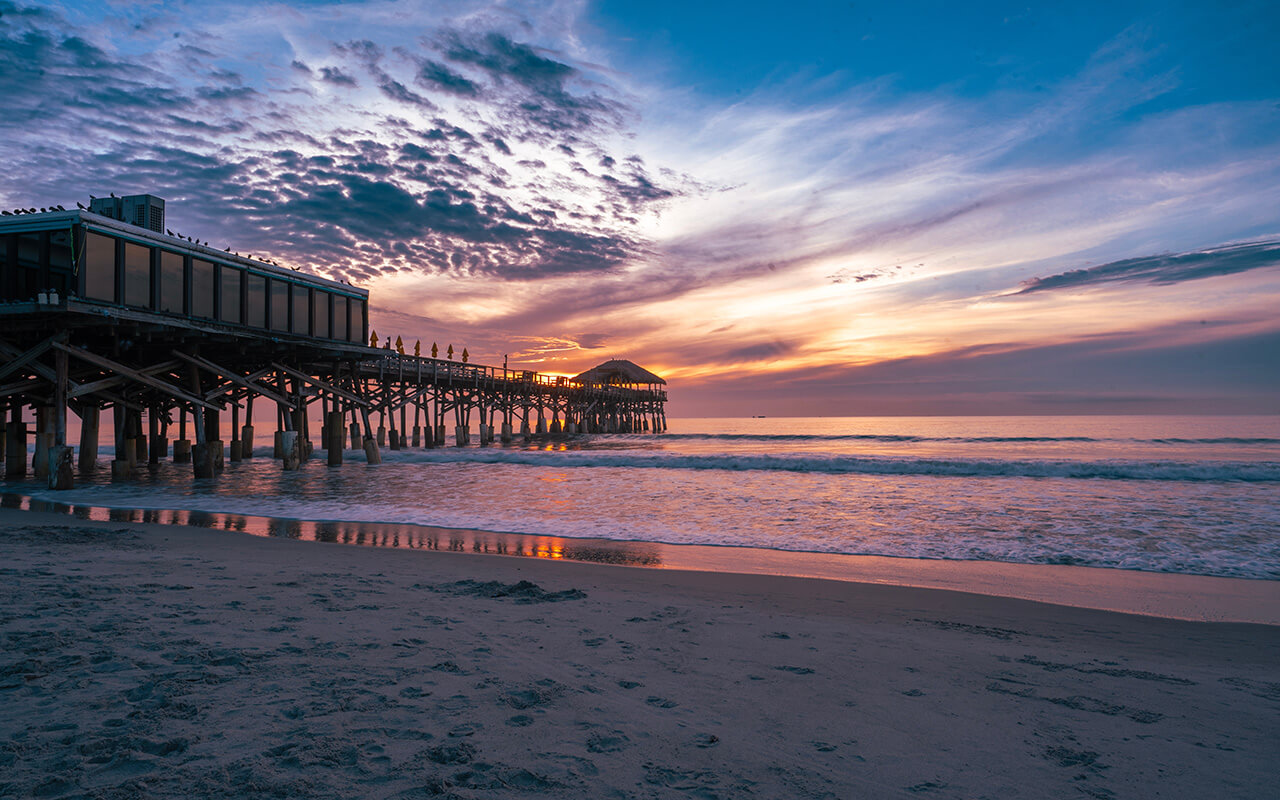 Beautiful sunrise at the Cocoa Beach pier