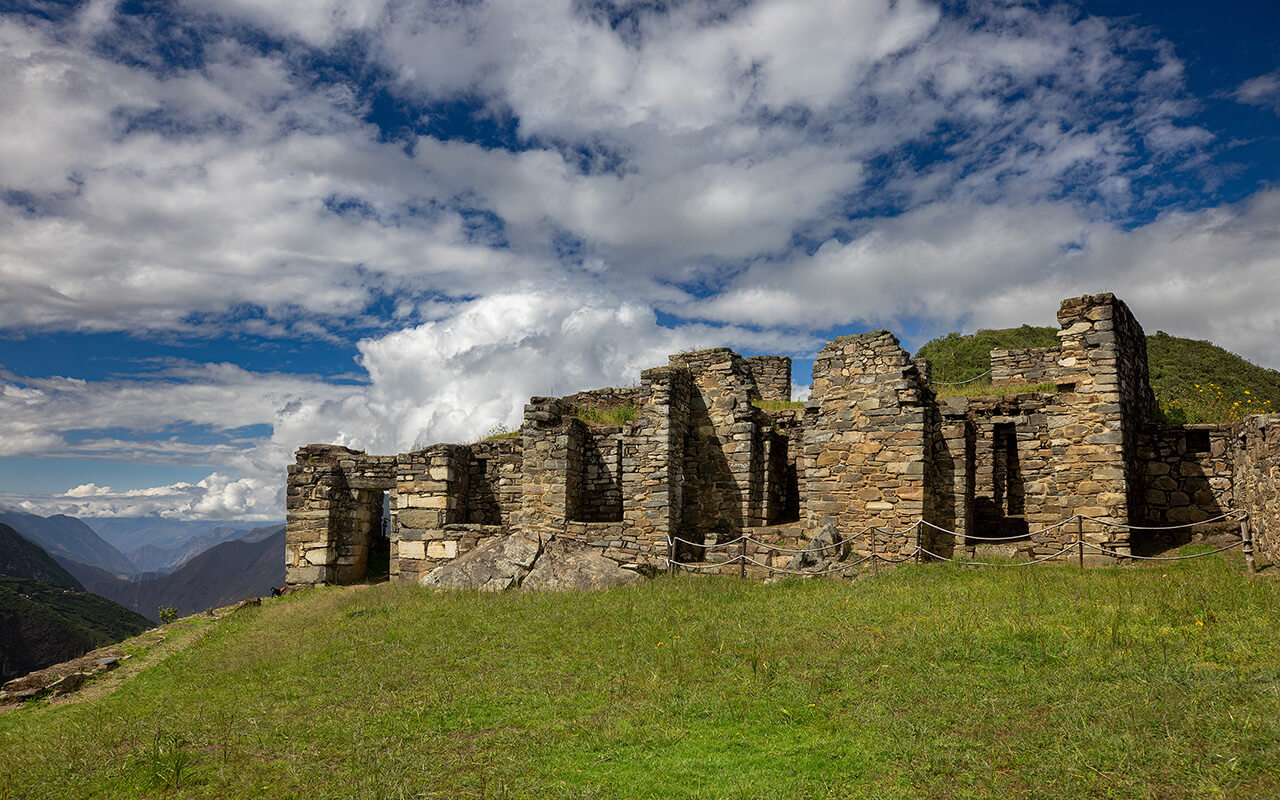 Choquequirao is an archaeological site located in the Andes Mountains of Peru, near the modern town of Cachora. 