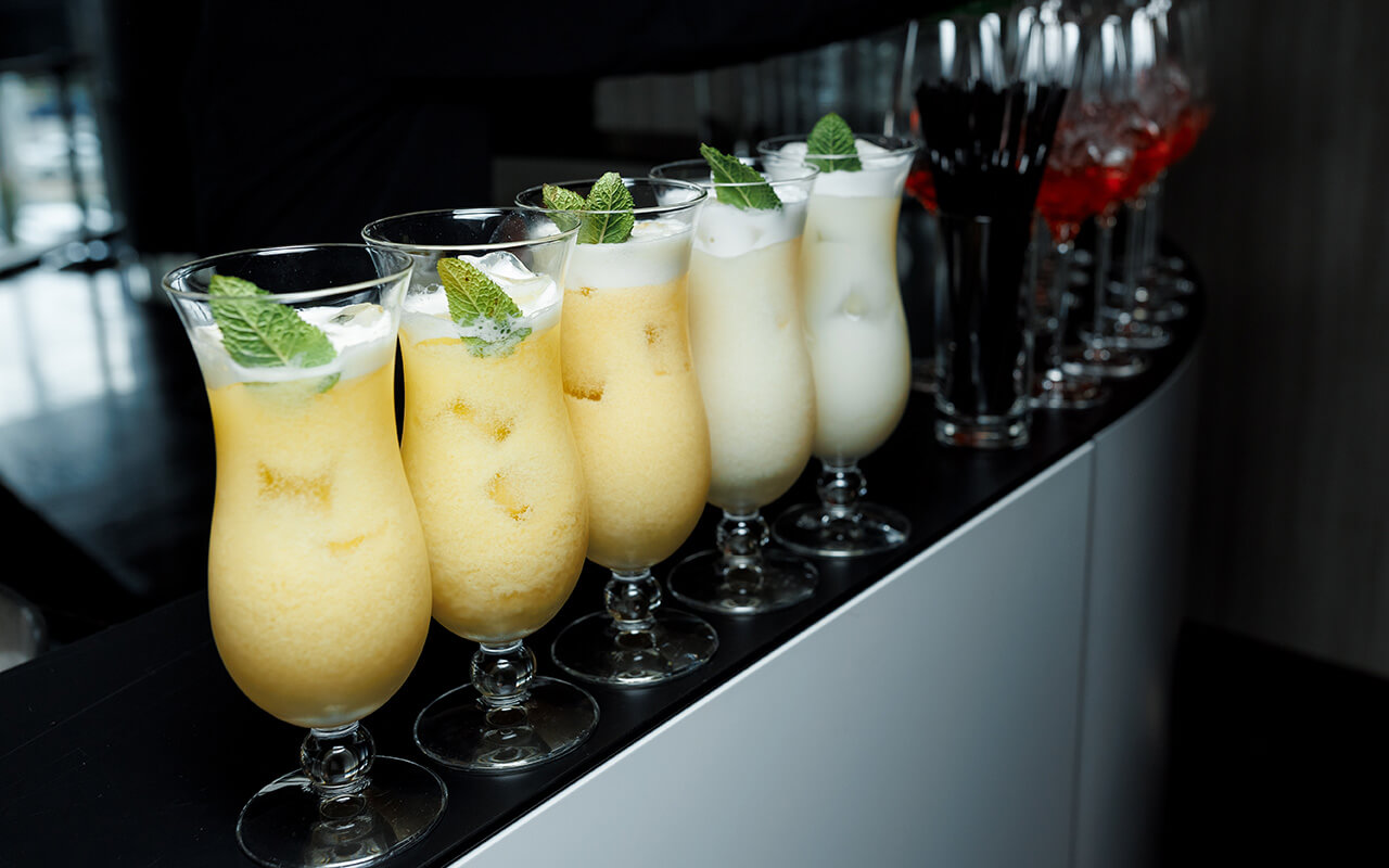 Blended drinks on a bar