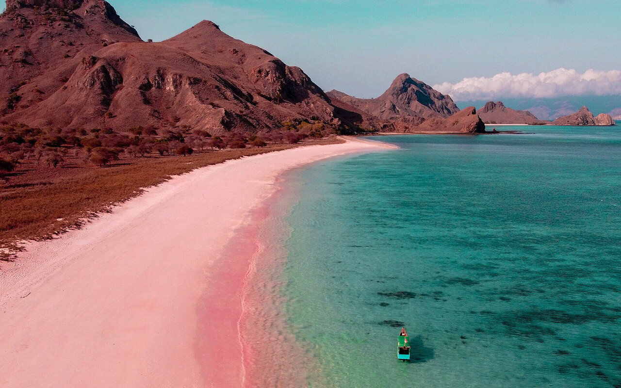 Pink beach on Komodo Island