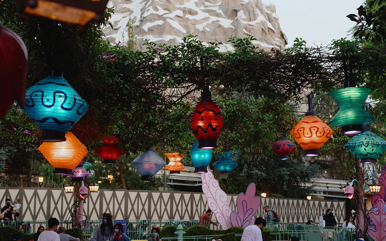 Colorful lanterns in Disneyland park