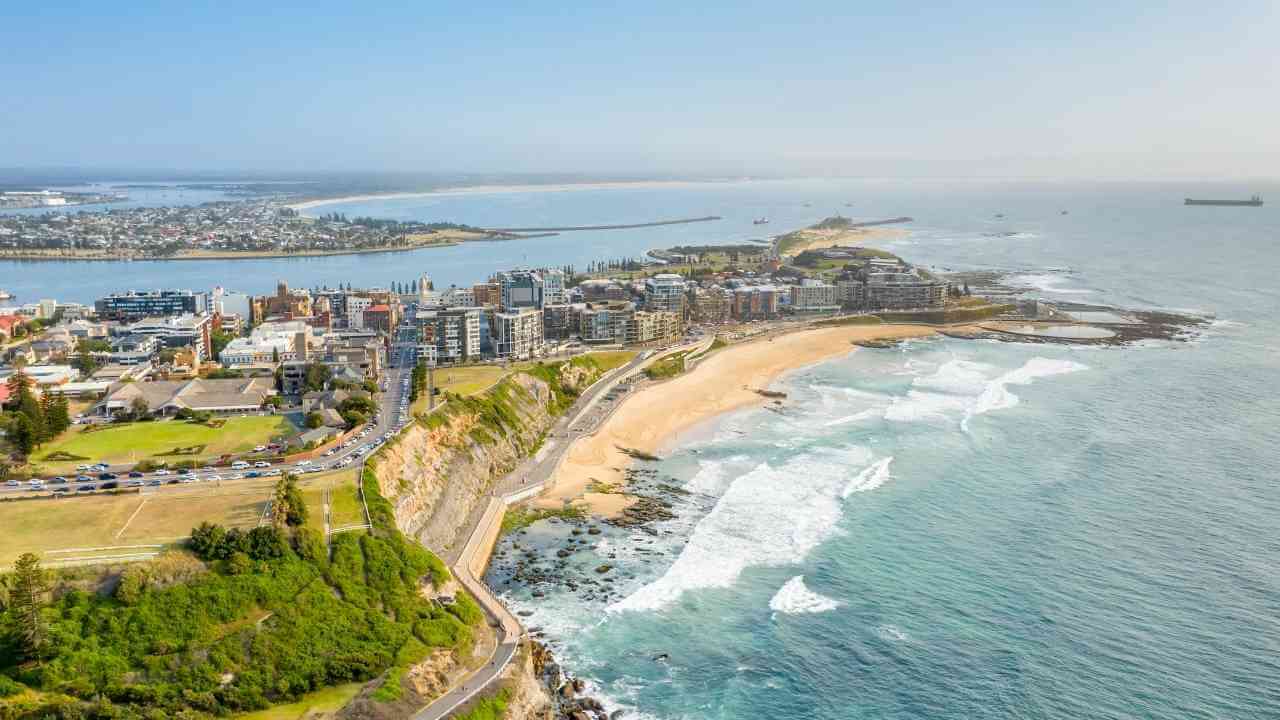 an aerial view of the coast and city in sydney, australia