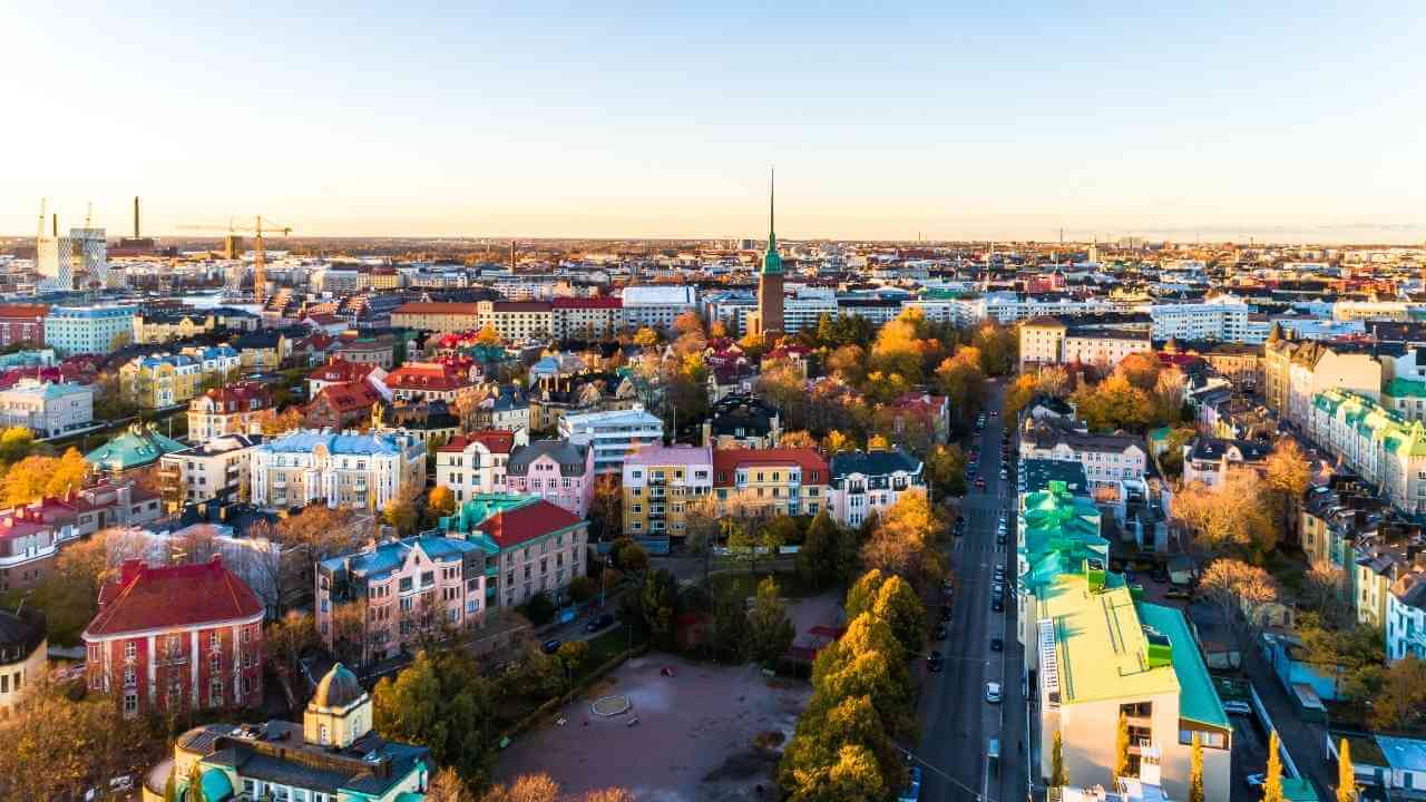 an aerial view of the city of riga, finland