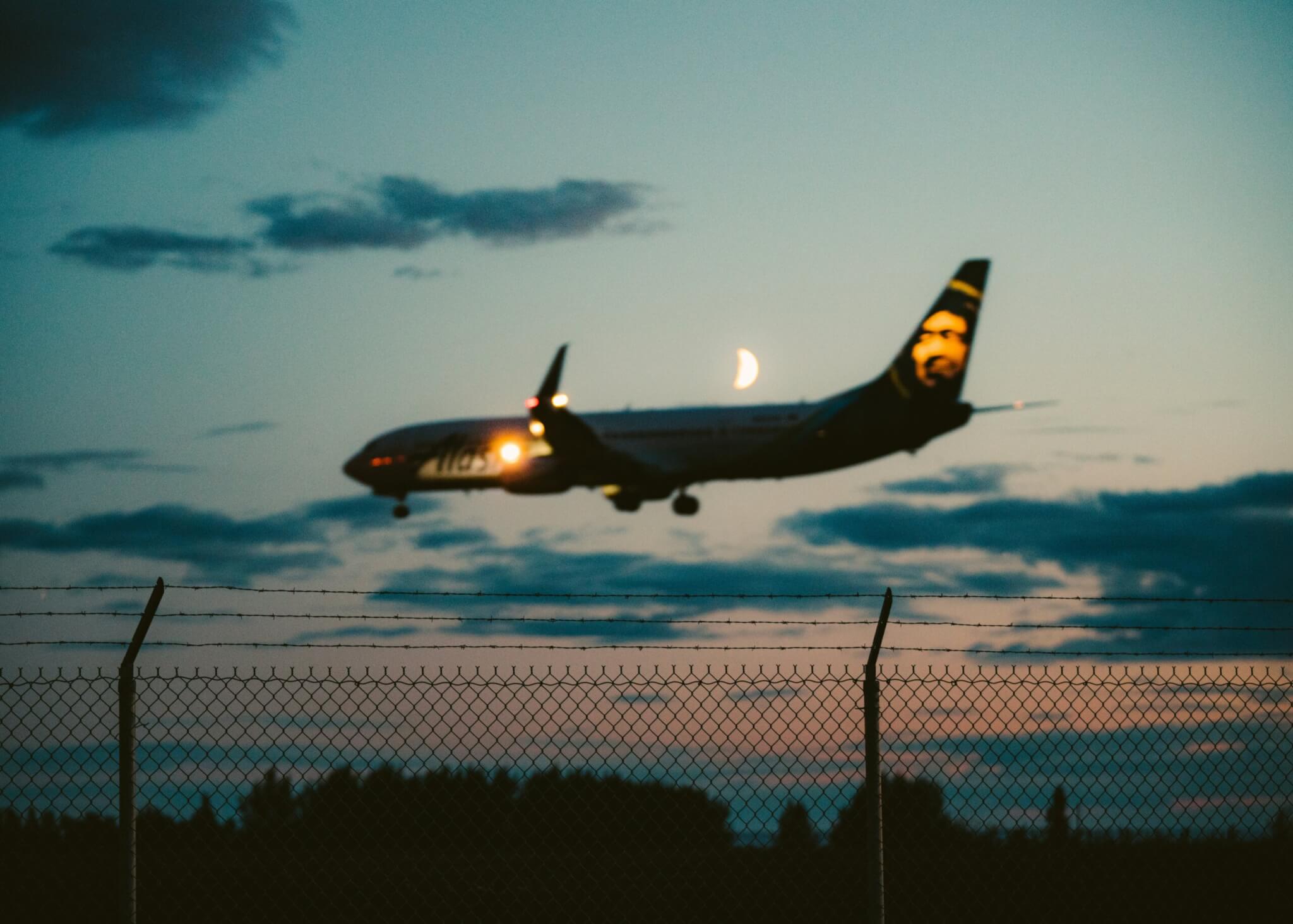 airplane at night