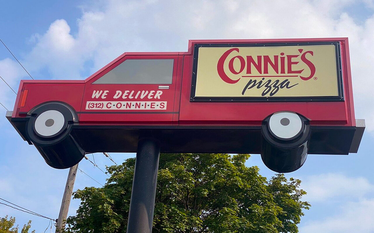 Connie’s Pizza signage