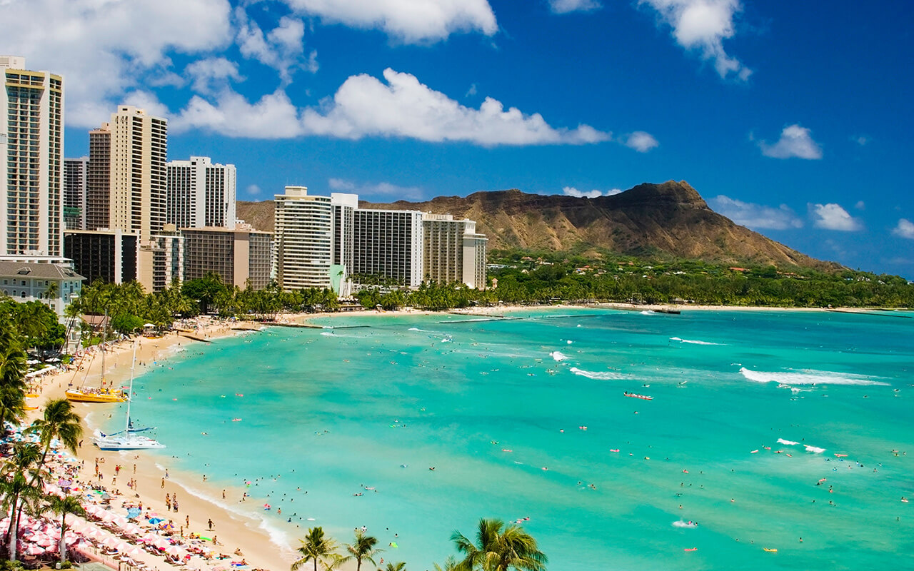 Waikiki beach on Oahu, Hawaii